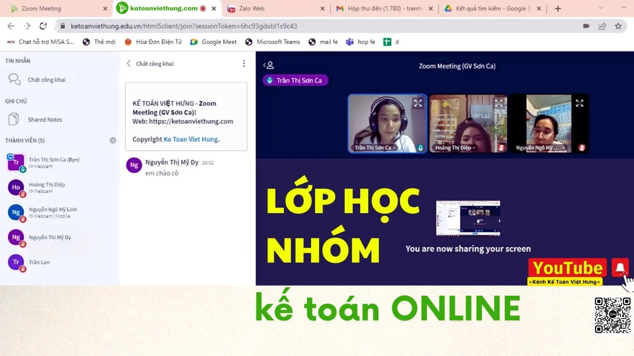 Hình ảnh một lớp nhóm online đã tổ chức của Kế toán Việt Hưng