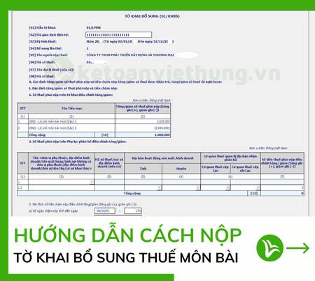 nộp tờ khai bổ sung thuế môn bài