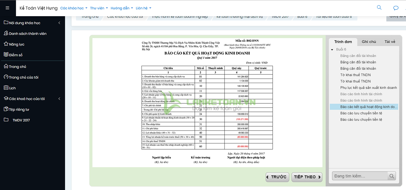 học kế toán online