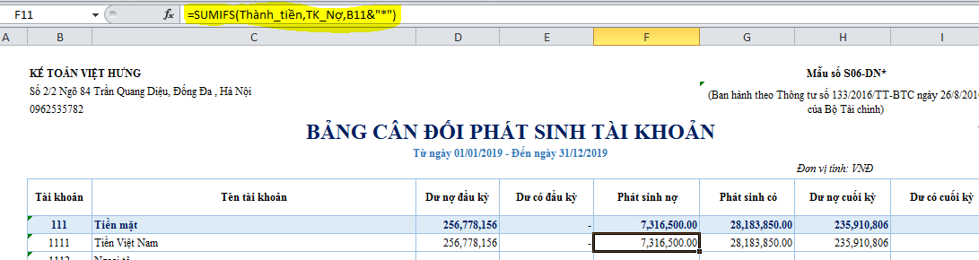 học kế toán excel