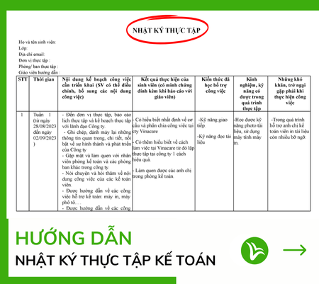 nhật ký thực tập kế toán