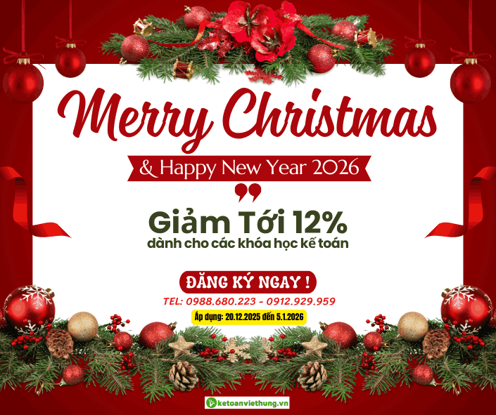 Merry Christmas And Happy New Year 2026 - Giảm 12% Các Khóa Học Kế Toán 10 merry christmas