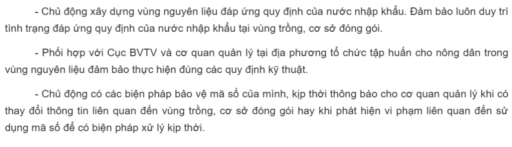 Chỉ thị 1838/CT-BNN-BVTV 2022 tăng cường quản lý mã số vùng trồng và cơ sở đóng gói nông sản phục vụ xuất khẩu 1 Nội dung Chỉ thị 1838/CT-BNN-BVTV