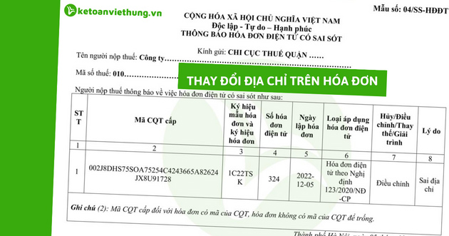 Cách thay đổi địa chỉ trên hóa đơn điện tử theo Thông tư 78 17 thay đổi địa chỉ trên hóa đơn điện tử