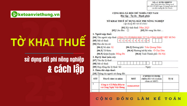 lập tờ khai thuế sử dụng đất phi nông nghiệp