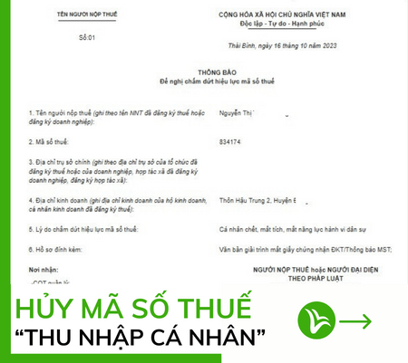 02 Cách hủy mã số thuế cá nhân online nhanh chóng 1 hủy mã số thuế cá nhân