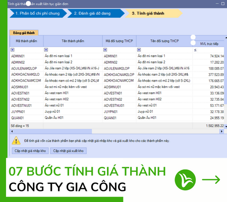 07 bước tính giá thành công ty gia công trên Misa 10 07 bước tính giá thành công ty gia công trên Misa