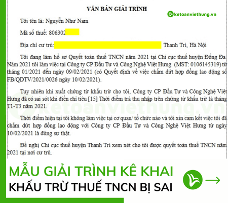 chứng từ khấu trừ thuế tncn bị sai