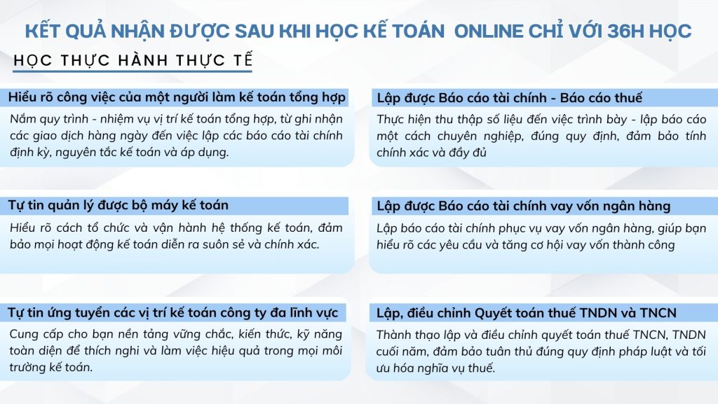 Học kế toán tổng hợp thực tế chỉ với 36 giờ học 14 ket qua khi tham gia hoc ke toan viet hung anh ngang