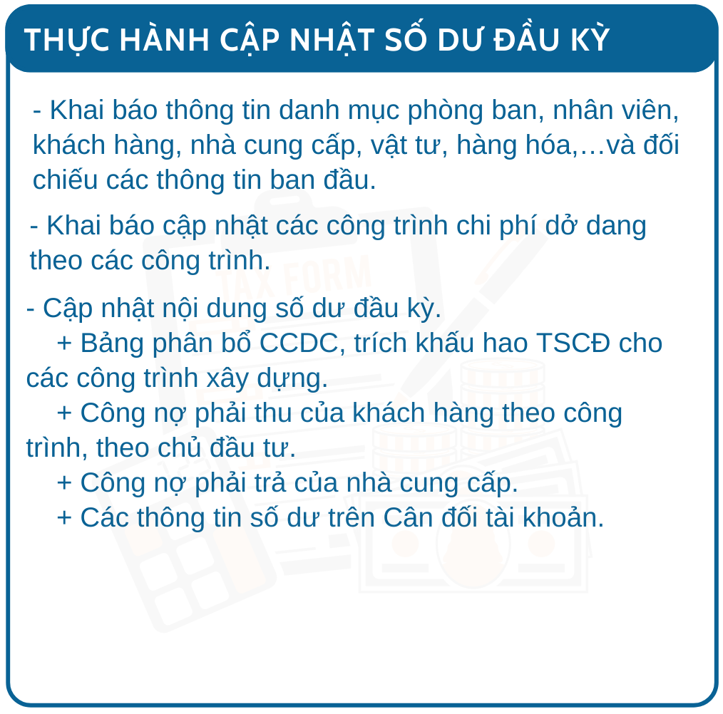 Khóa học kế toán xây dựng thực tế 10 p3 so du dau ky