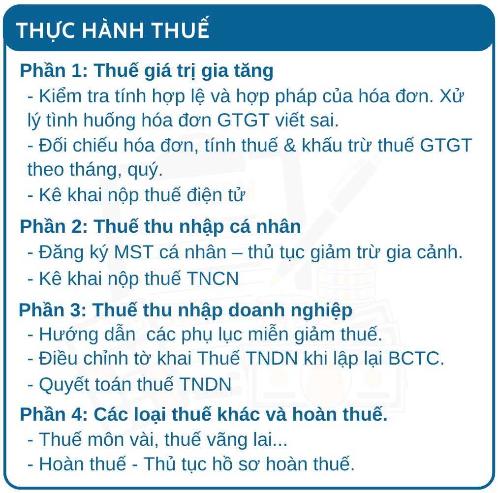 Khóa học kế toán xây dựng thực tế 12 p5 thuc hanh thue