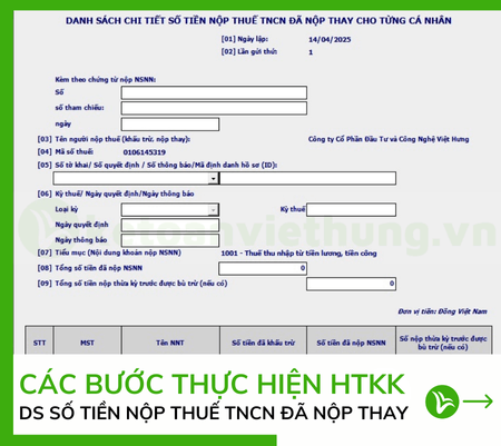 Cách Lập Tờ Khai Danh Sách Số Tiền Nộp Thuế TNCN Đã Nộp Thay Cá Nhân Trên HTKK 7 Cách Lập Tờ Khai Danh Sách Số Tiền Nộp Thuế TNCN Đã Nộp Thay Cá Nhân Trên HTKK