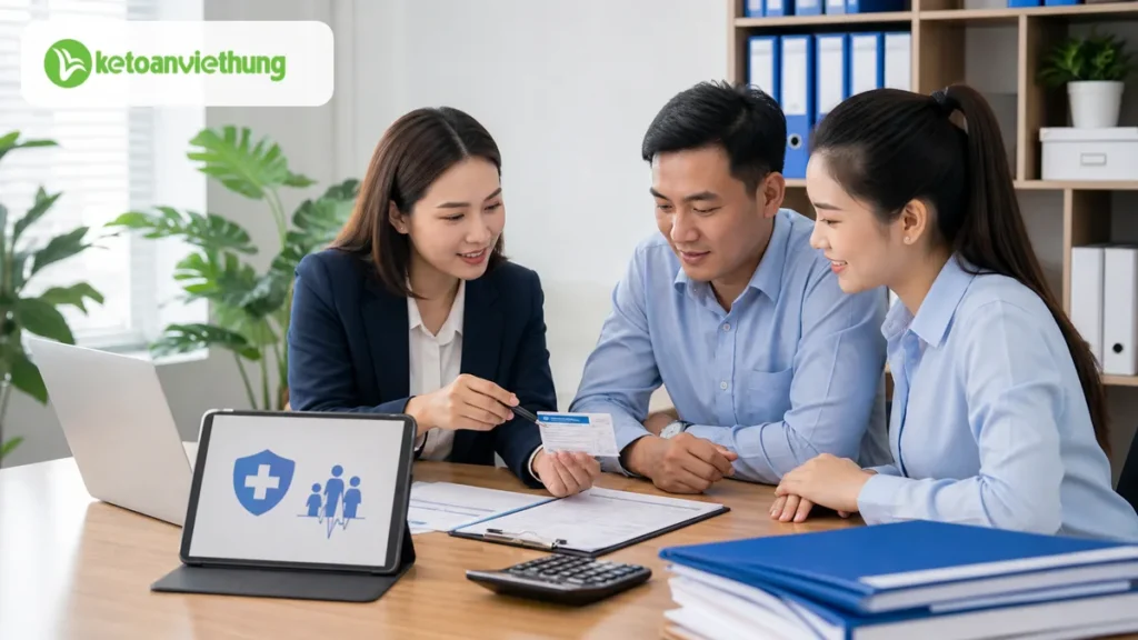 Nhân viên kế toán tư vấn quyền lợi bảo hiểm y tế cho người lao động năm 2026